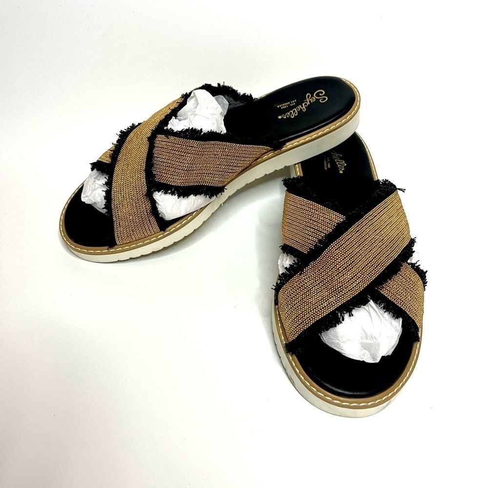 SEYCHELLES Fringe and gold sandals